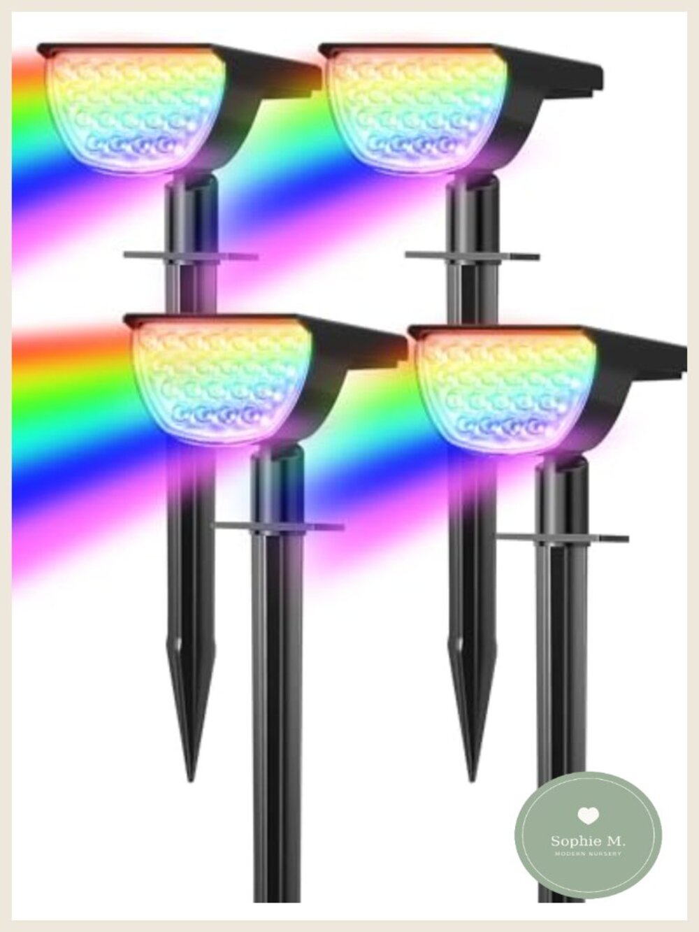 Solar Spot Lights Outdoor IP65 Waterproof RGB Landscape 7 Modes 4 Pack